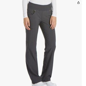 Cherokee Iflex Scrubs, Yoga-Inspired Knit Waistband Pants CK002, XS-Tall, Grey